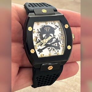 Philipp Plein Men's 'The Skeleton' Automatic Watch Black Color